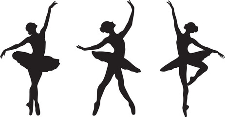 silhouette of a dancing ballerina - obrazy, fototapety, plakaty