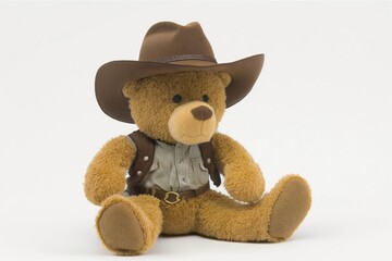 cute teddy bear dressed as a cowboy. Generative AI