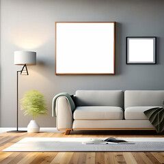 modern living room with mockup frame 