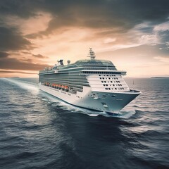 Fototapeta na wymiar cruise ship in the sea. generative ai
