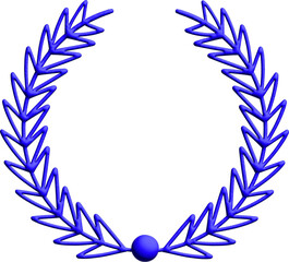 3d blue ceremonial frame with laurel wreath