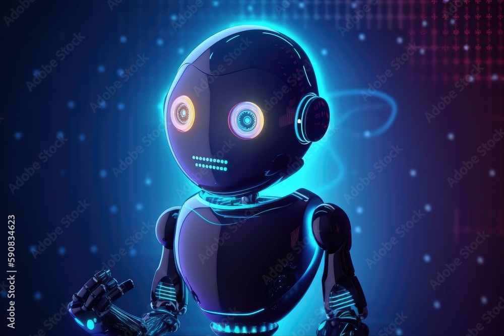 Aufkleber cute robot character. chatbot for social media chat. distinct generative ai image.