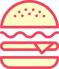 Burger line icon. Hamburger logo. Fast food outline emblem. Identity element, label for menu design restaurant or cafe. Packaging, interior poster. Vector sign on white background.