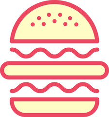 Burger line icon. Hamburger logo. Fast food outline emblem. Identity element, label for menu design restaurant or cafe. Packaging, interior poster. Vector sign on white background.