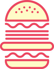 Burger line icon. Hamburger logo. Fast food outline emblem. Identity element, label for menu design restaurant or cafe. Packaging, interior poster. Vector sign on white background.