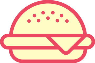 Burger line icon. Hamburger logo. Fast food outline emblem. Identity element, label for menu design restaurant or cafe. Packaging, interior poster. Vector sign on white background.