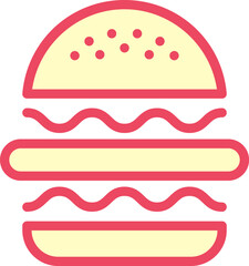 Burger line icon. Hamburger logo. Fast food outline emblem. Identity element, label for menu design restaurant or cafe. Packaging, interior poster. Vector sign on white background.