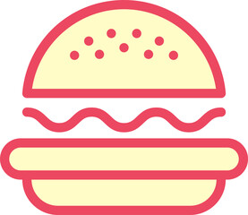 Burger line icon. Hamburger logo. Fast food outline emblem. Identity element, label for menu design restaurant or cafe. Packaging, interior poster. Vector sign on white background.