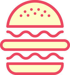 Fototapeta premium Burger line icon. Hamburger logo. Fast food outline emblem. Identity element, label for menu design restaurant or cafe. Packaging, interior poster. Vector sign on white background.