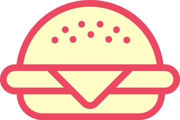 Burger line icon. Hamburger logo. Fast food outline emblem. Identity element, label for menu design restaurant or cafe. Packaging, interior poster. Vector sign on white background.