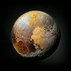Obraz na płótnie Canvas close up of pluto planet with black background. generative ai.