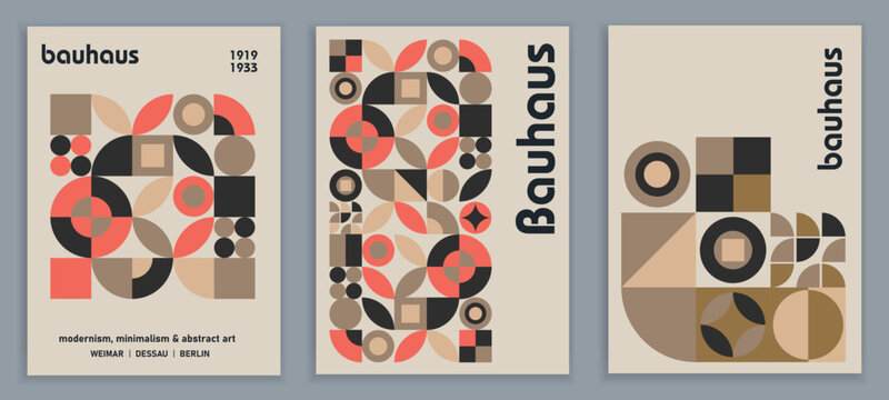 Abstract Bauhaus geometric shapes and composition. Retro elements, geometric pattern for banner, poster, leaflet. Geometric design background, vector EPS 10