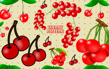 Fashion seamless fabric cherries pattern. Modern and stylish template for design