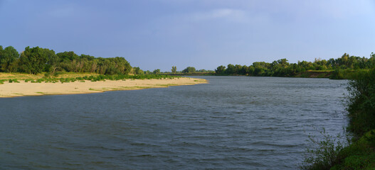 The Great Russian Volga River and its banks.
