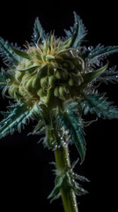 Cannabis bud close-up on a black background. Medicinal indica with CBD.