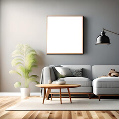 modern living room with mockup frame 
