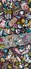 Baby doodle banner. Cartoon vector detailed background