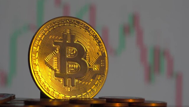 Bitcoin monye and blurry price graphic