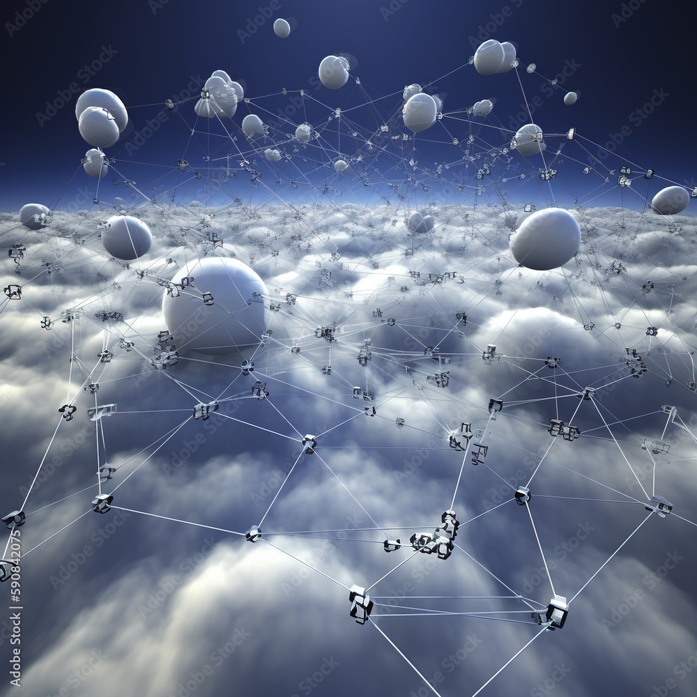 Canvas Prints background with clouds, cloud computing network. generative ai