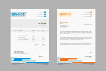 Obraz premium Letterhead and invoice vector template