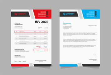 Obraz premium Letterhead and invoice vector template
