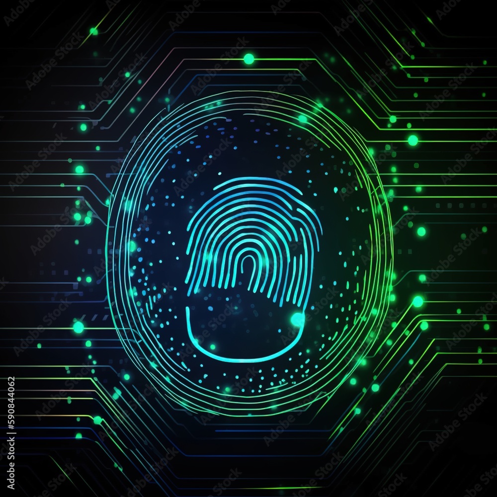 Aufkleber fingerprint identification to access personal financial data. generative ai
