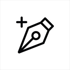 Pen tool vector icon. Add anchor point flat sign design. Fountain pen symbol. Add anchor line pictogram. UX UI icon