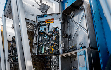 Old switch panel of a very old manual telephone