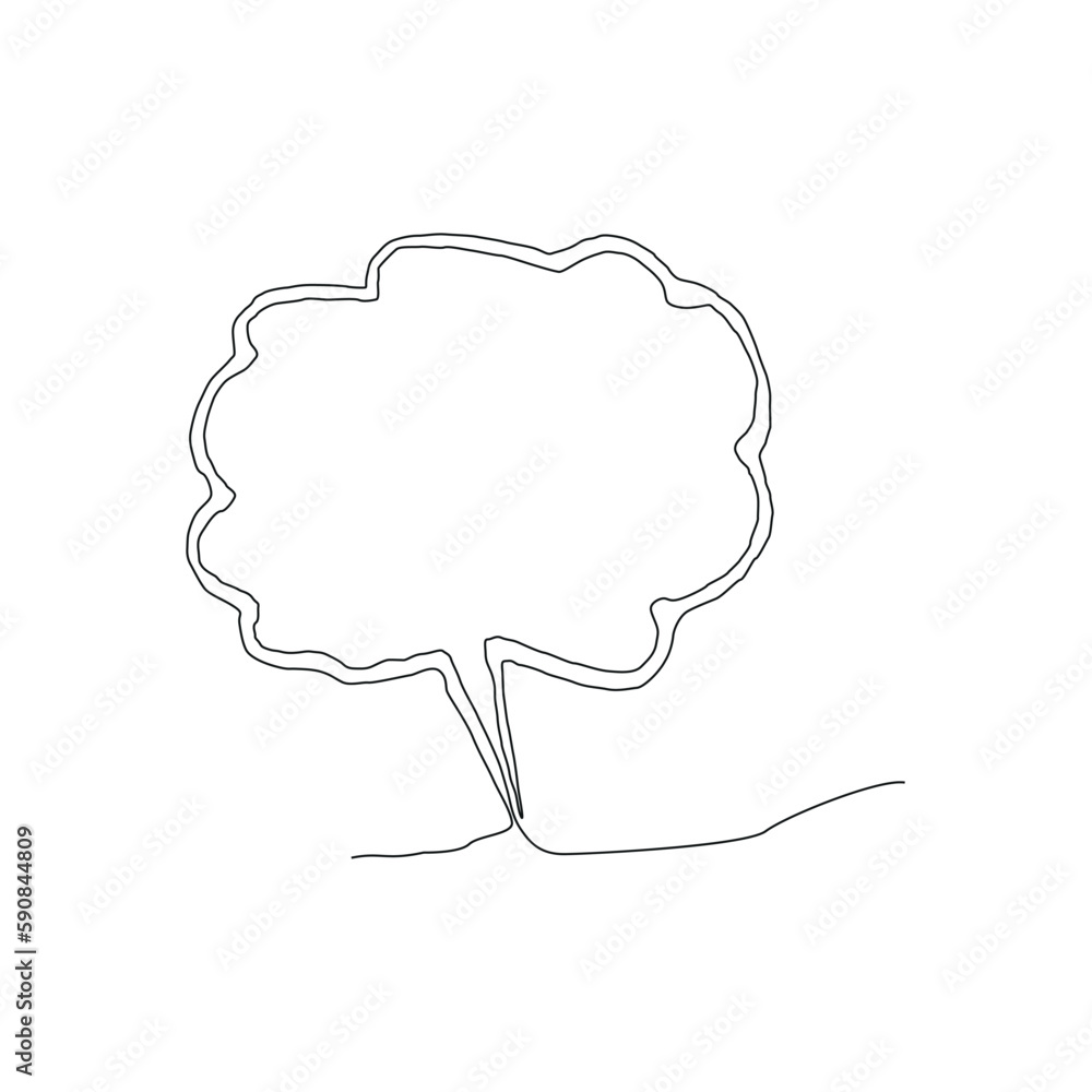 Poster continuous line drawing of chat bubble. speech bubble vector illustration.