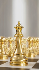 Fototapeta na wymiar a golden chess set on a checkered board, 3d render