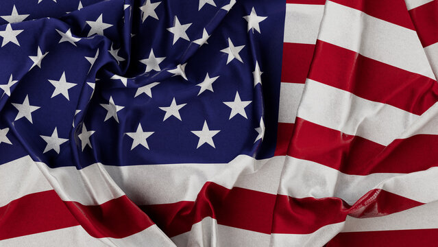 a close up of United States flag, 3D illustration.