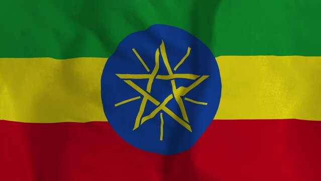 Ethopia flag 4K. Seamless loop animation of the Ethopia flag. 3D animation National flag.