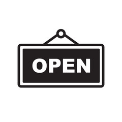 Open vector icon. Open flat sign design. Open signboard symbol pictogram. Illustration of nameplate icon. UX UI icon	

