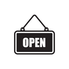 Open vector icon. Open flat sign design. Open signboard symbol pictogram. Illustration of nameplate icon. UX UI icon	
