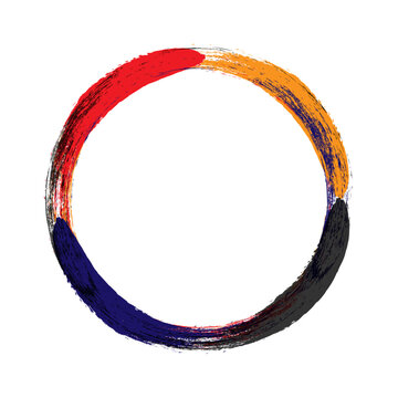 Grunge stroke circle, Enso symbol vector design, Painted brush stroke circle.