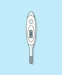 Flat thermometer icon, medical icon.