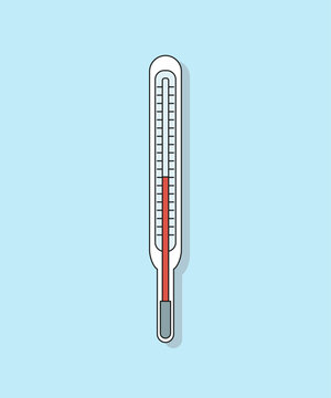 Flat thermometer icon, medical icon.