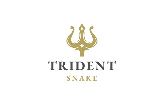 Trident snake logo icon design template flat vector