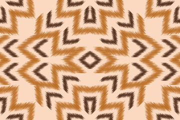 Ethnic Ikat fabric pattern geometric style.African Ikat embroidery Ethnic oriental pattern brown cream background. Abstract,vector,illustration.For texture,clothing,scraf,decoration,carpet.