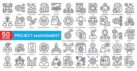 Project management icon collection. Time management and planning concept.
