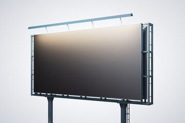 Blank black horizontal billboard isolated on white background, perspective view. Mockup, 3D Rendering