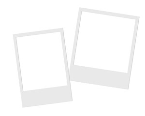 Set of Isolated Polaroid Frames on Transparent Background