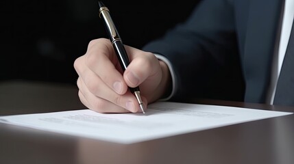 Man signing an official document. Generative AI