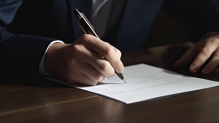 Man signing an official document. Generative AI