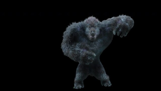 Gorilla Dancing, 3d rendering, Animation Loop composition 3d mapping cartoon, Included in the end of the clip with Alpha matte.