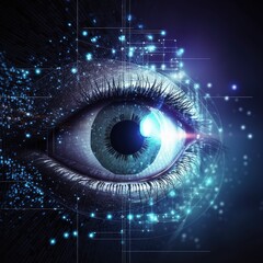 Human eye and high-tech concept, screening big data and digital transformation technology strategy, digitalization of business processes and data, High Technologies in the future, generative ai