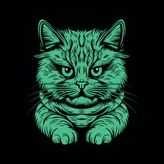 Portrait of a cat. Vector isolated vintage illustration