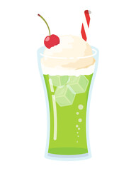 グラスに入ったメロンクリームソーダ