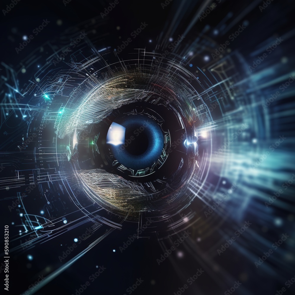 Poster eye and high-tech concept, screening big data and digital transformation technology strategy, digita