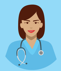 Doctor icon medicine vector. Image of a doctor with a stethoscope. Illustration Medic doctor avatar in flat style.